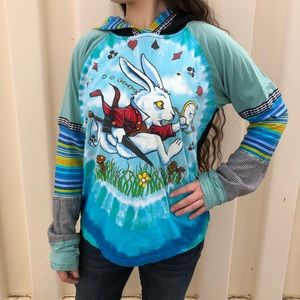 Handmade Alice in Wonderland white rabbit hoodie
